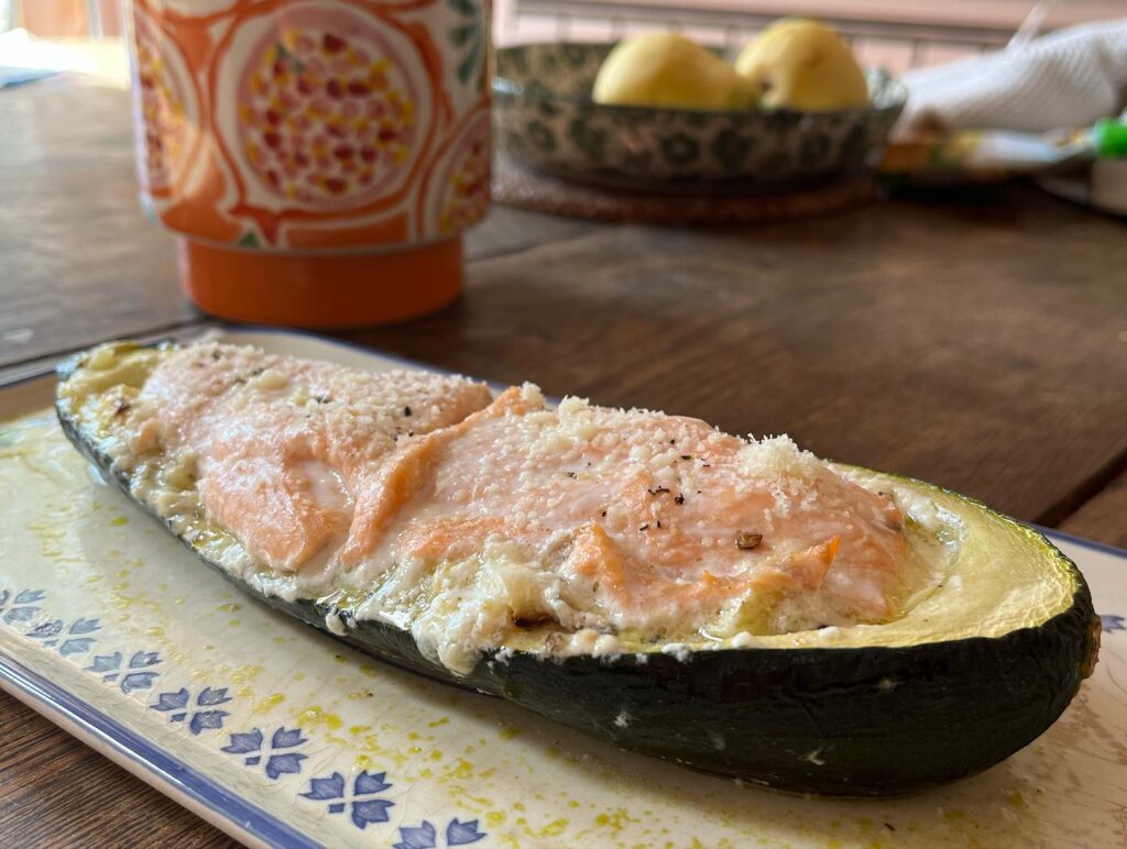 Courgette farcie au saumon