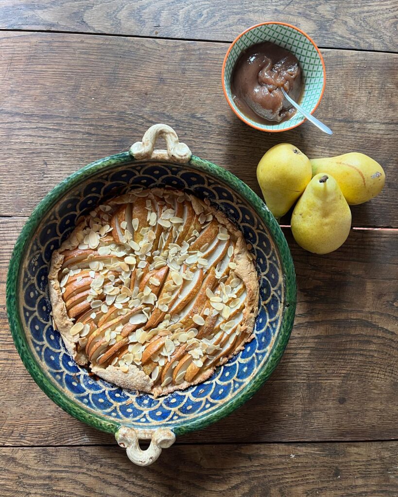 Tarte aux poires, crème de marron