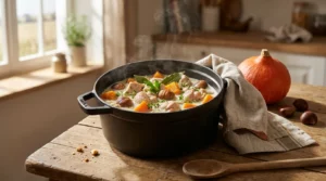 Blanquette de poulet aux marrons et potimarron