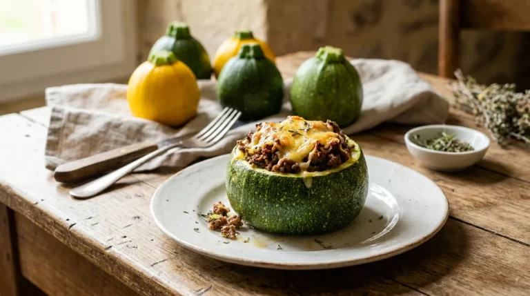 Courgettes rondes farcies gratinées