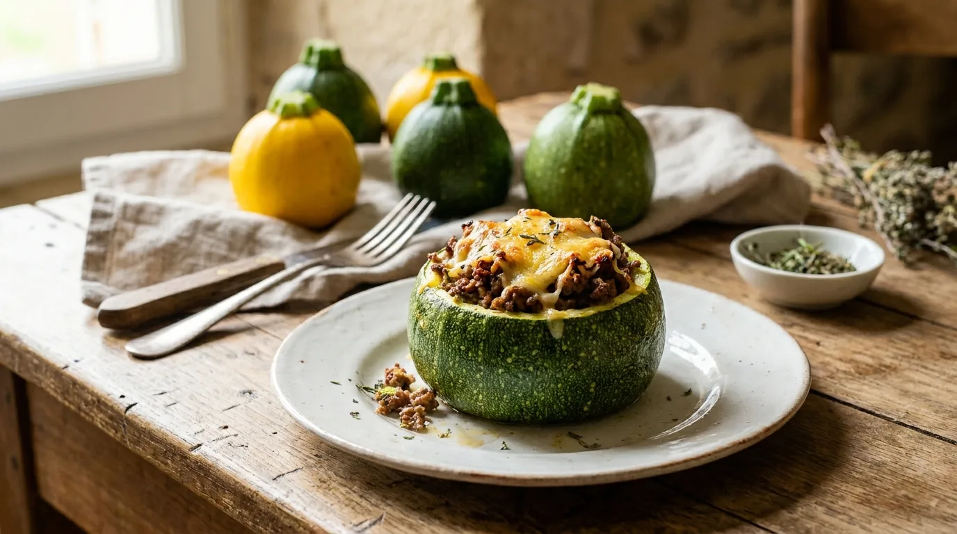 Courgettes rondes farcies gratinées