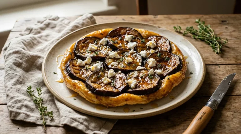 Tarte tatin d'aubergines au chèvre
